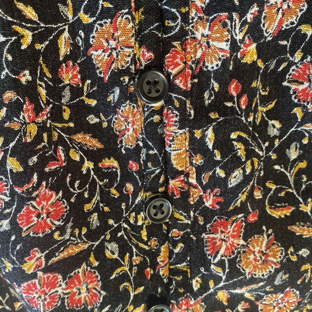 Old Navy Dress Womens Large Black Floral Stretch Waist Bell Sleeve cottagecore - Picture 2 of 10